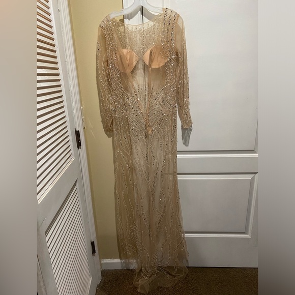 PoshbyV Cara Nude Embellished Gown Size Medium - Picture 5 of 5